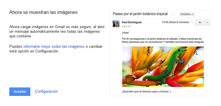 Gestión imágenes Gmail