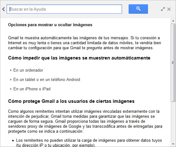 Gestión imágenes Gmail