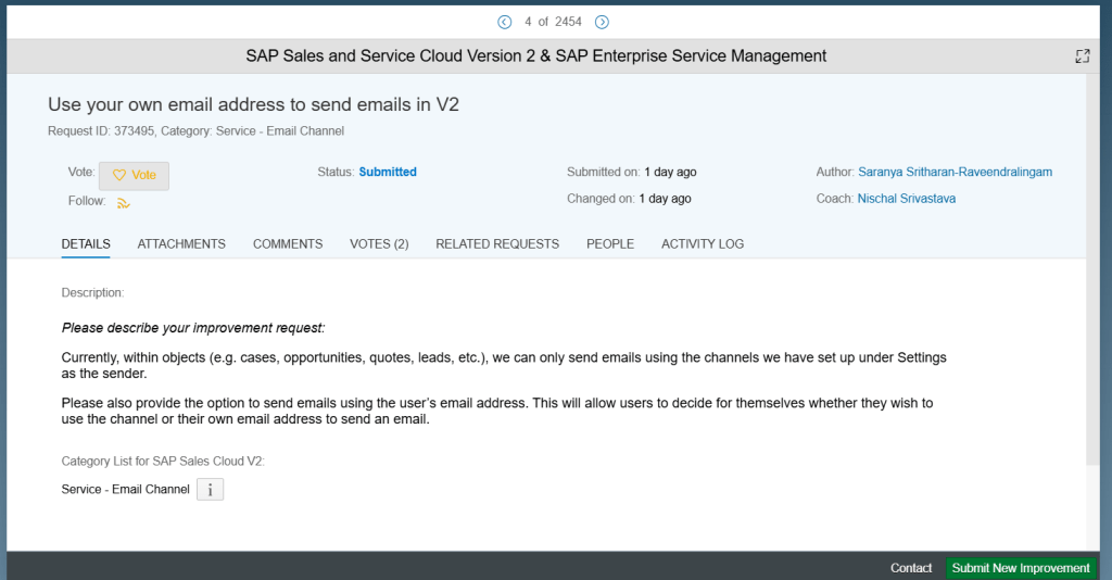 SAP Customer Influence - Detail